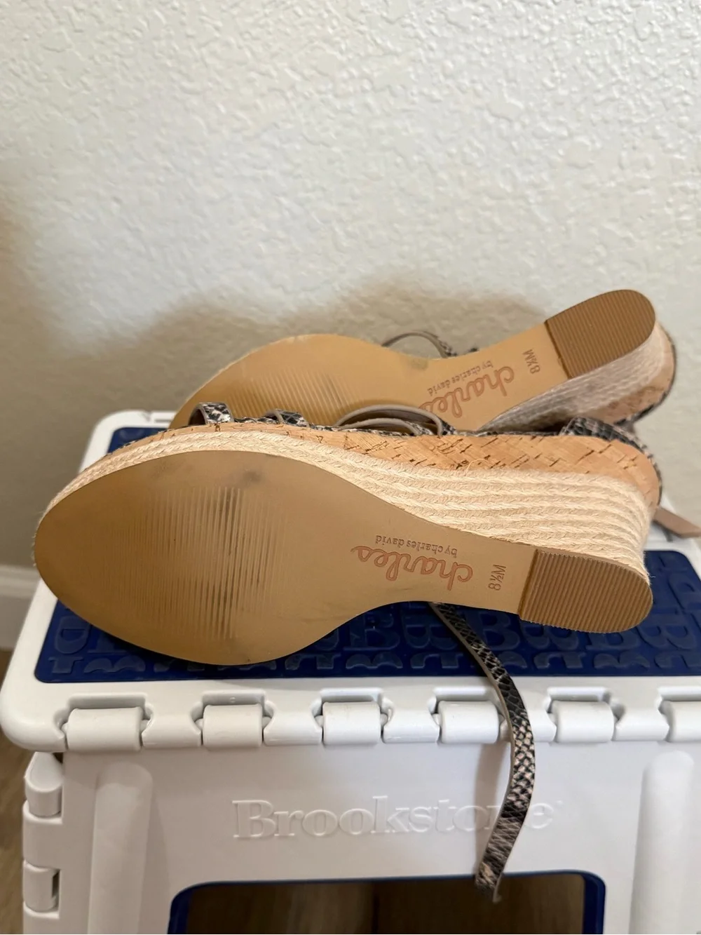 Charles David Snake-Print Cork Espadrille Wedge Sandals